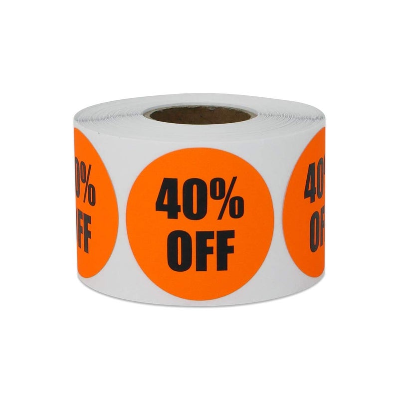 OfficeSmartLabels [1.5 x 1.5 Inch - 300 Total Labels - 1 Roll] Retail 40% Labels, Sale Percent Stickers for Retailers, Merchants, Stores - Image 1